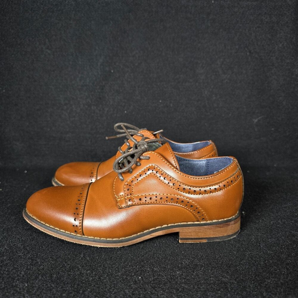 Bruno Marc Prince-K1 Boys 13 Dress Shoes Brown Oxford Lace-Up Classic
